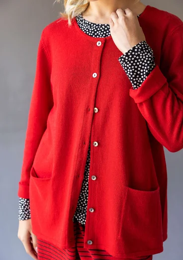 Gestreifte oder einfarbige Strickjacke „Sylvi“ aus Bio-Baumwolle/Wolle - amaryllis