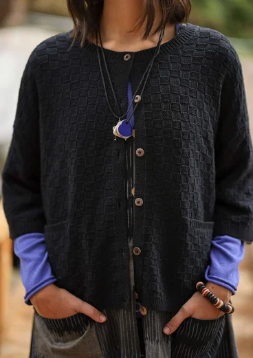 Strickjacke aus Bio-/Recycling-Baumwolle - schwarz