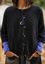 Organic/recycled cotton cardigan - black