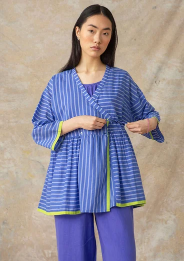 Blouse tissée « Nord » en coton biologique - lotus bleu