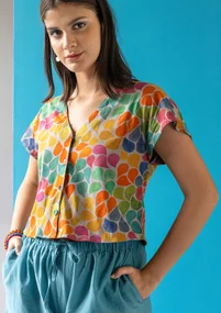 Jerseyshirt „Petite“ aus Bio-Baumwolle - taubengrau