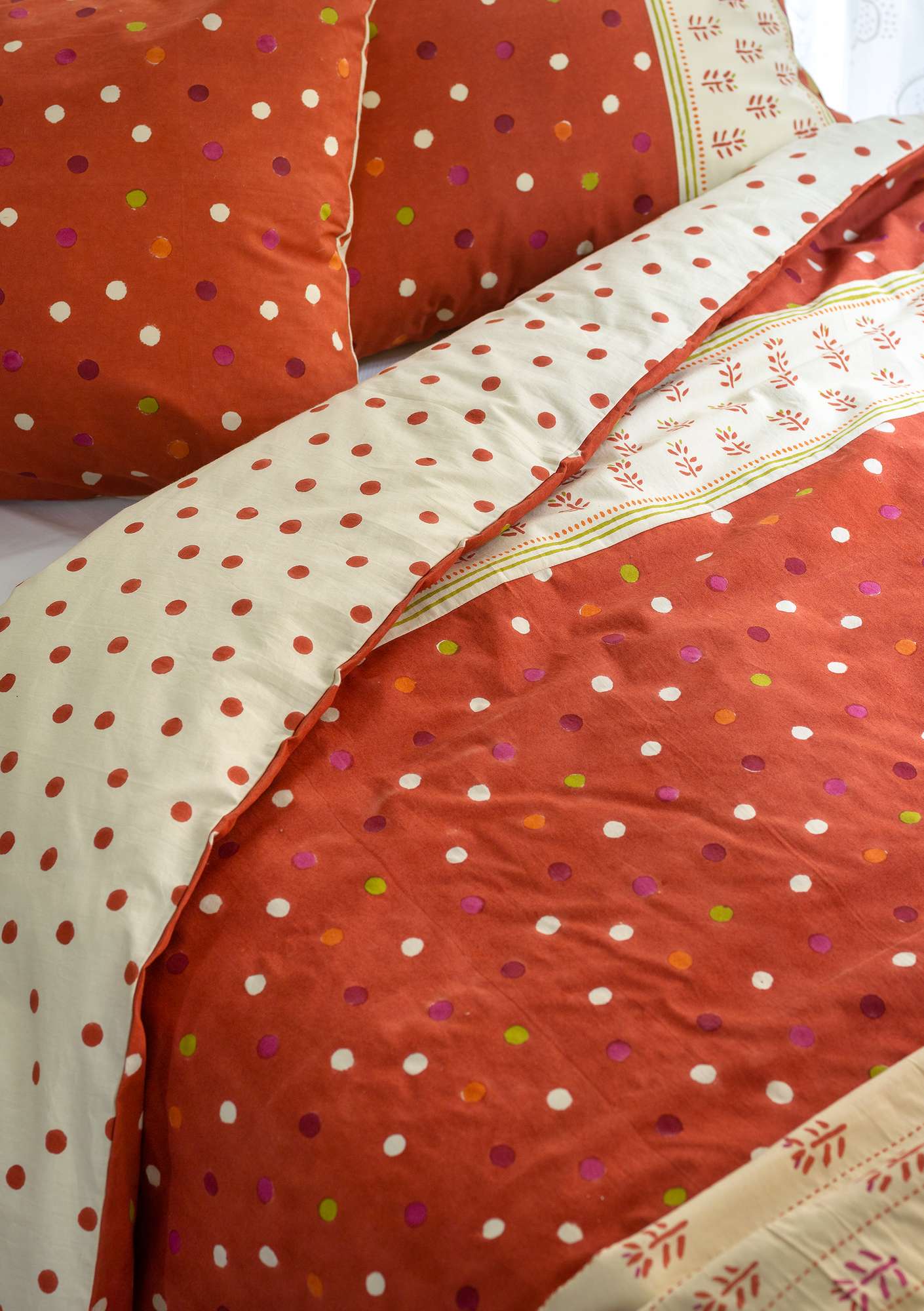 Blockdruck-Bettbezug „Chandra“ aus Öko-Baumwolle   kupfer thumbnail