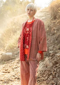 Kimono tissé ”Willow” en coton biologique - henné