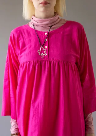 “Marie” woven organic cotton/silk dress - dark peony