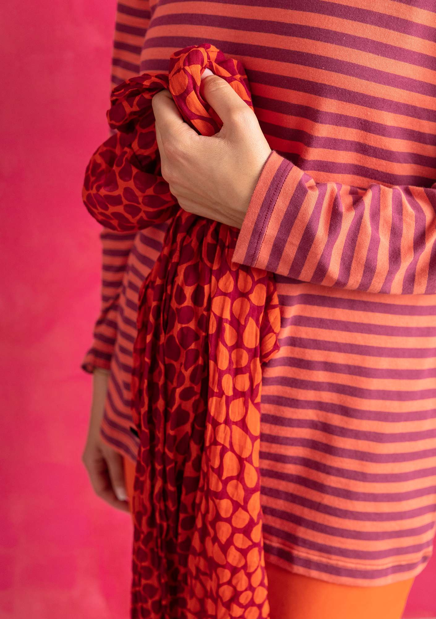 Organic cotton essential striped sweater purple red/chili thumbnail