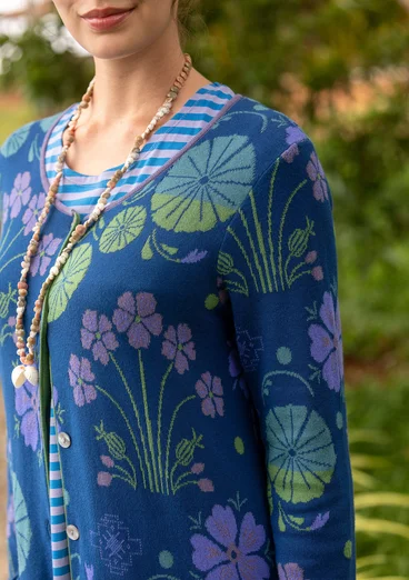 Long gilet "Täppa" en coton biologique - bleu indigo