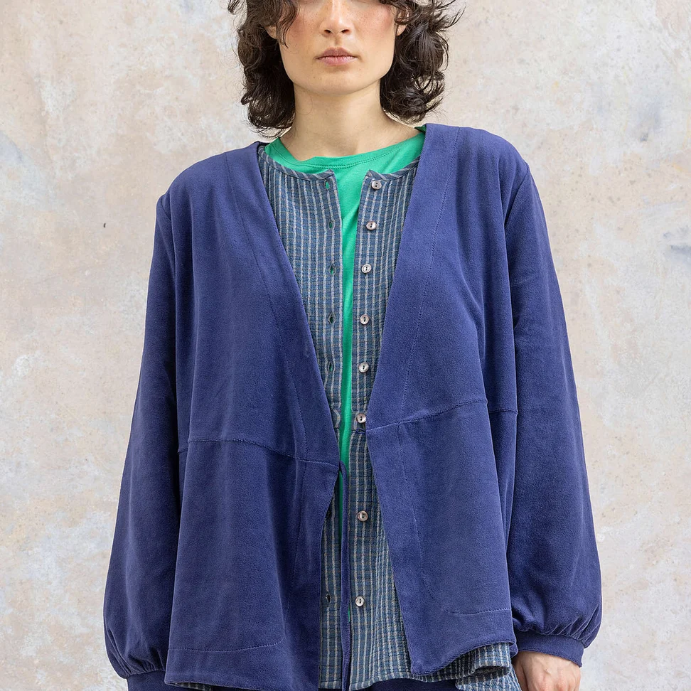 “Cornus” organic cotton/recycled polyester velour cardigan - violet