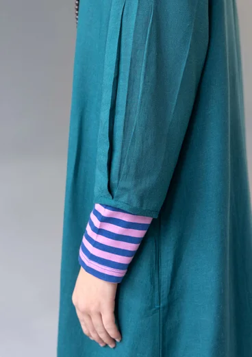 “Elin” dotted/solid-colour viscose/linen dress - dark jade