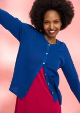 Knit cardigan in organic/recycled cotton - porcelain blue