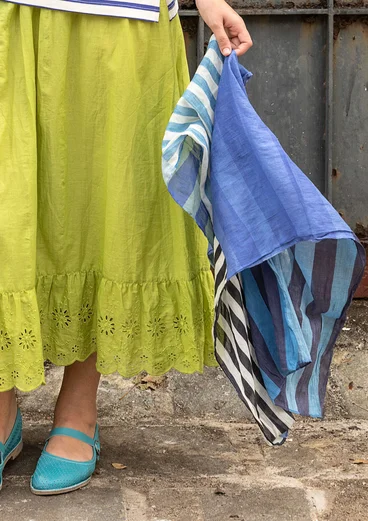 “Cherai” woven shawl in organic cotton - sea blue
