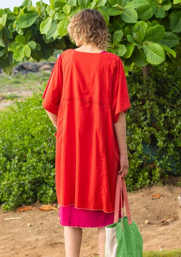 “Reflexions” woven organic cotton dress - bright red