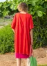 “Reflexions” woven organic cotton dress (bright red L)