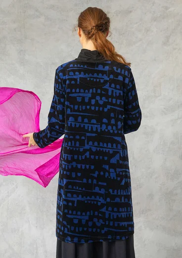 Velours jurk "Paraguay" van biologisch katoen/gerecycled polyester - porseleinblauw