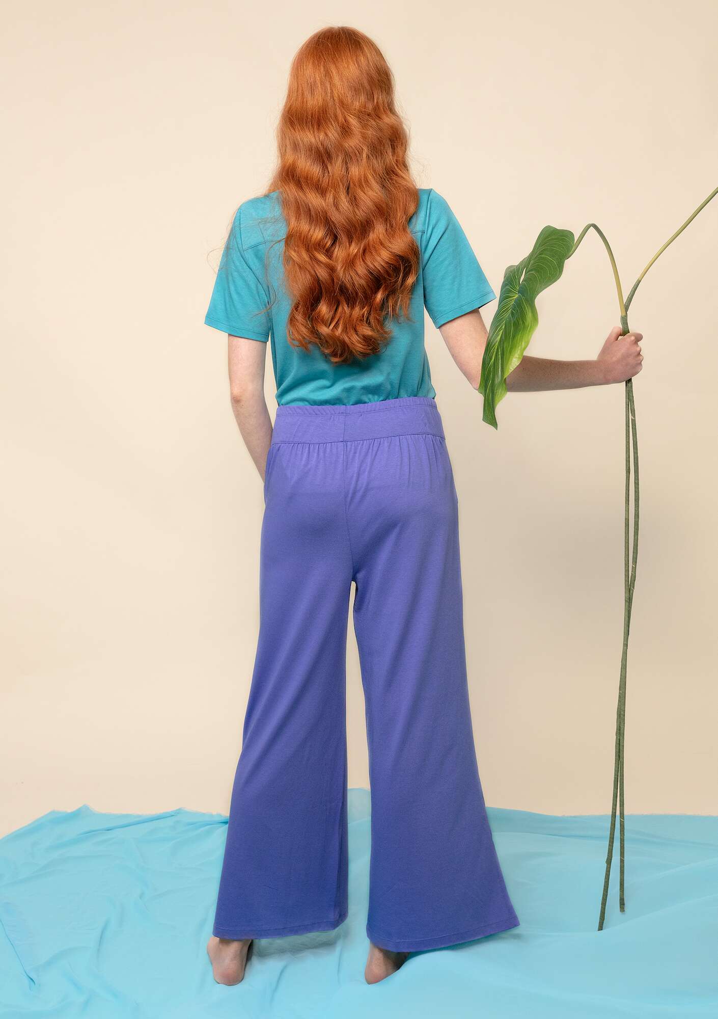 Pantalon en jersey de coton biologique/modal bleu ciel