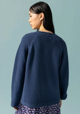 Strickjacke aus Recycling-Baumwolle - indigo