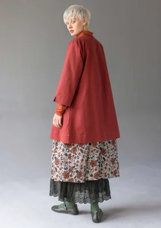 Cotton/linen smock blouse with pintucks - dark agate red