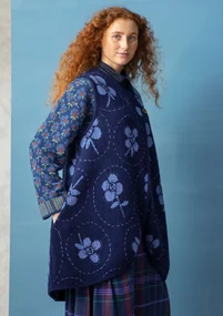 Gilet sans manches croisé "Marabel" en mélange de laine recyclée - indigo