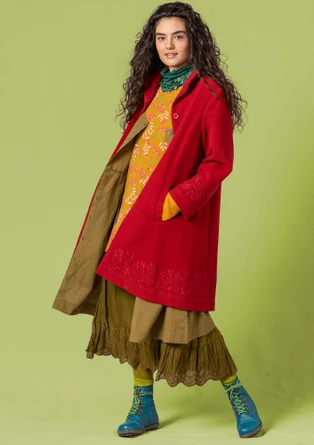 Manteau « Mynta » en laine/polyester recyclés - cranberry