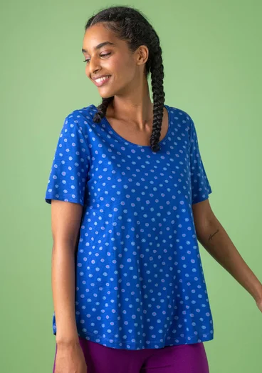 Kortärmad trikåtop "Ines" i ekologisk bomull - porslinsbl0SL0mnstrad