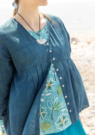 “Samira” organic cotton blouse - indigo green