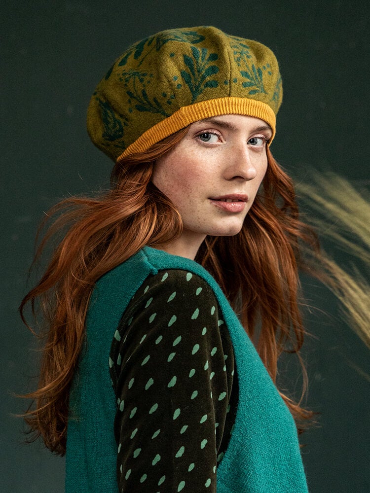 “Linnea” wool/organic cotton knitted beret