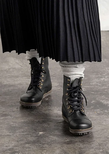 Bottines en cuir nappa - noir