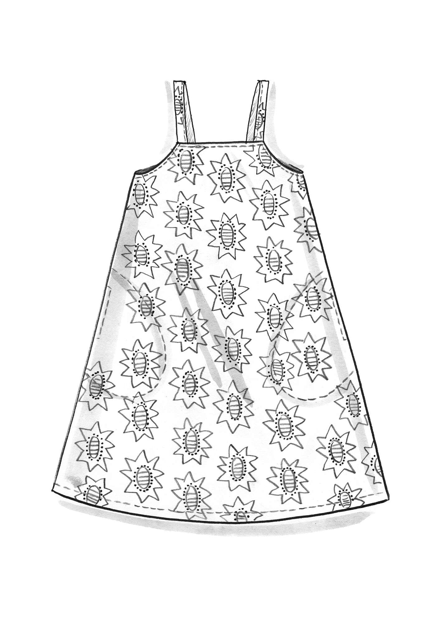 Vævet kjole  Afrodite  i økologisk bomuld sort