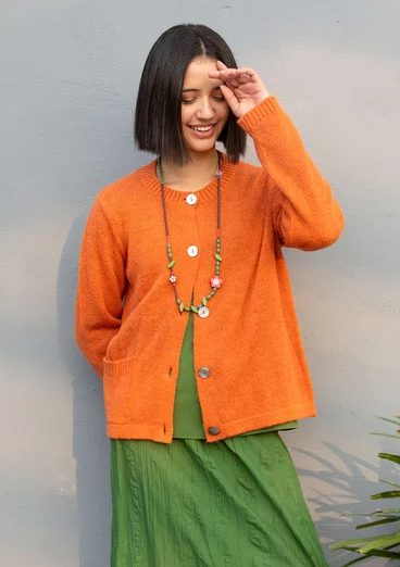 Strickjacke aus Alpakawollgemisch - gebranntes orange