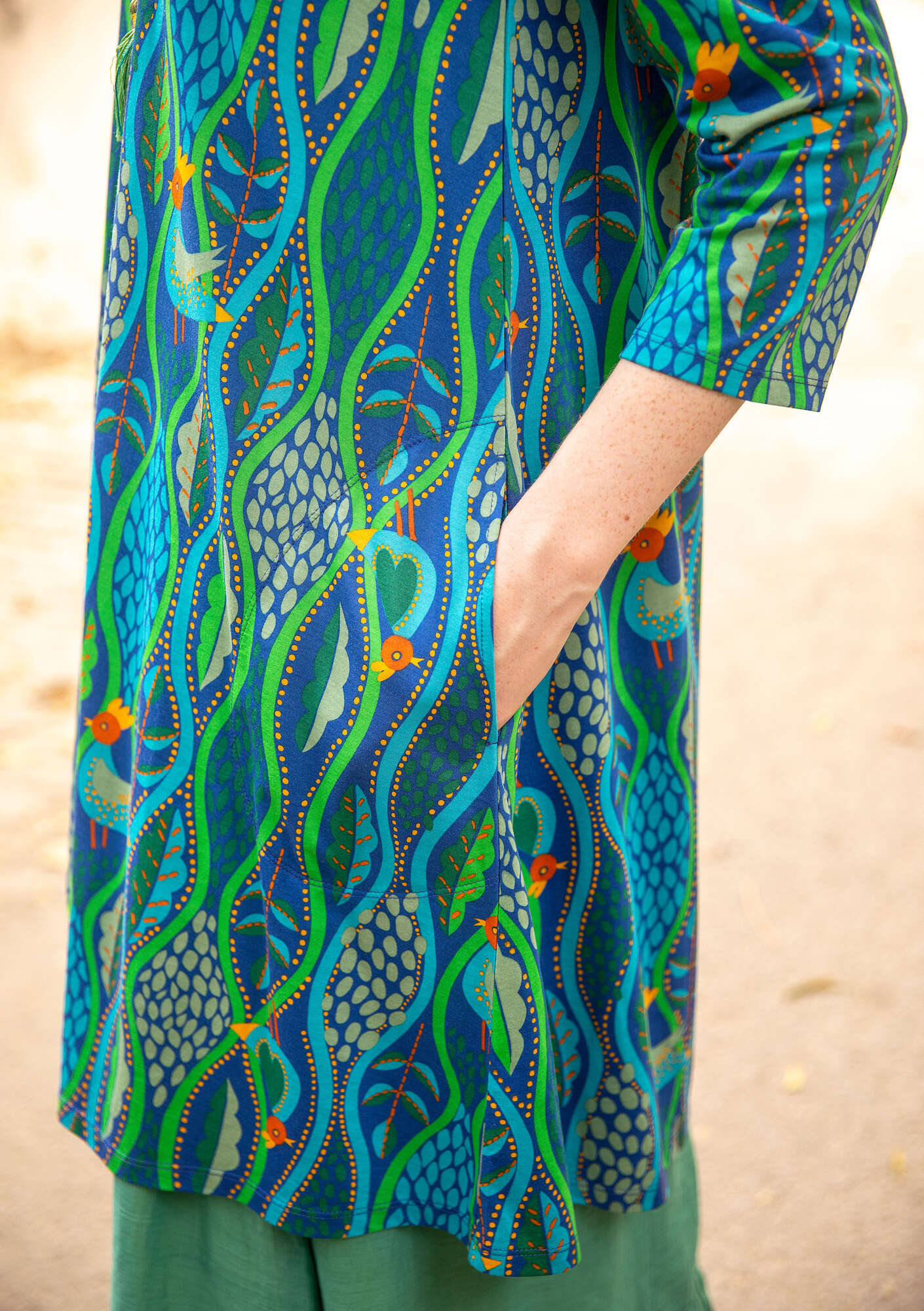Trikåklänning  Polly  i ekologisk bomull/modal porslinsblå thumbnail