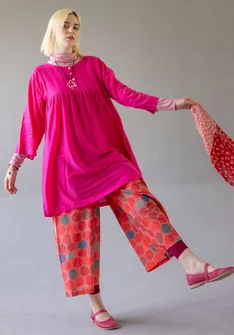 “Marie” woven organic cotton/silk dress - dark peony