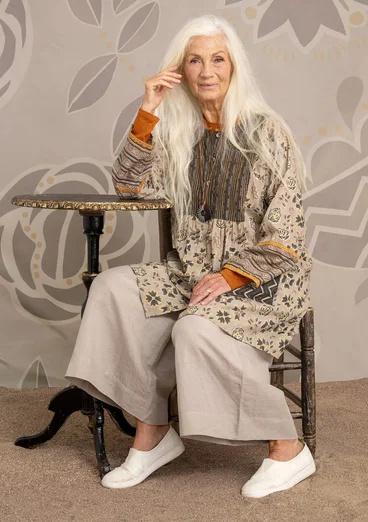 “Amber” artist’s blouse in organic cotton - limestone