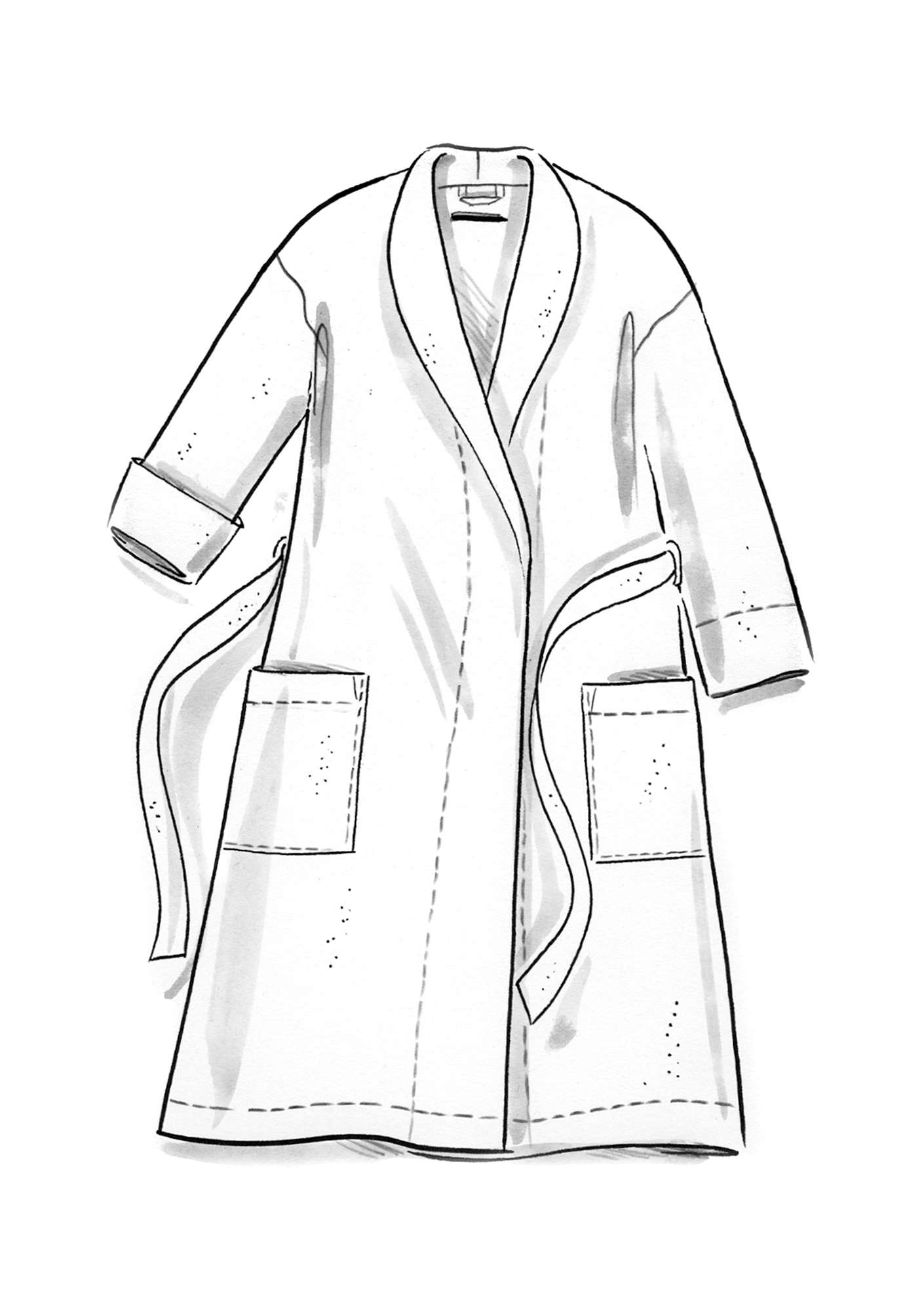 Bathrobe in organic cotton/recycled polyester cochineal