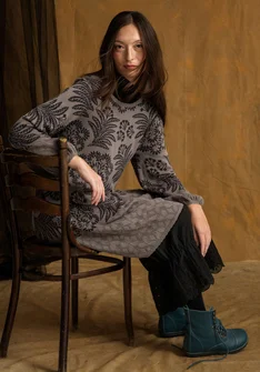 “Anila” patterned, knitted organic cotton dress - iron grey