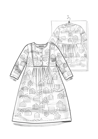 Jurk "Alaska" van geweven biologisch katoen/linnen - aubergine