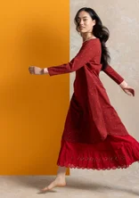 Jerseykleid „Theia“ aus Bio-Baumwolle/Elasthan - dunkelachatrot-gemustert