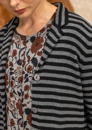 Gestreifter oder einfarbiger Strickblazer aus Lammwollmischung - schwarz-dunkelaschgrau-melange