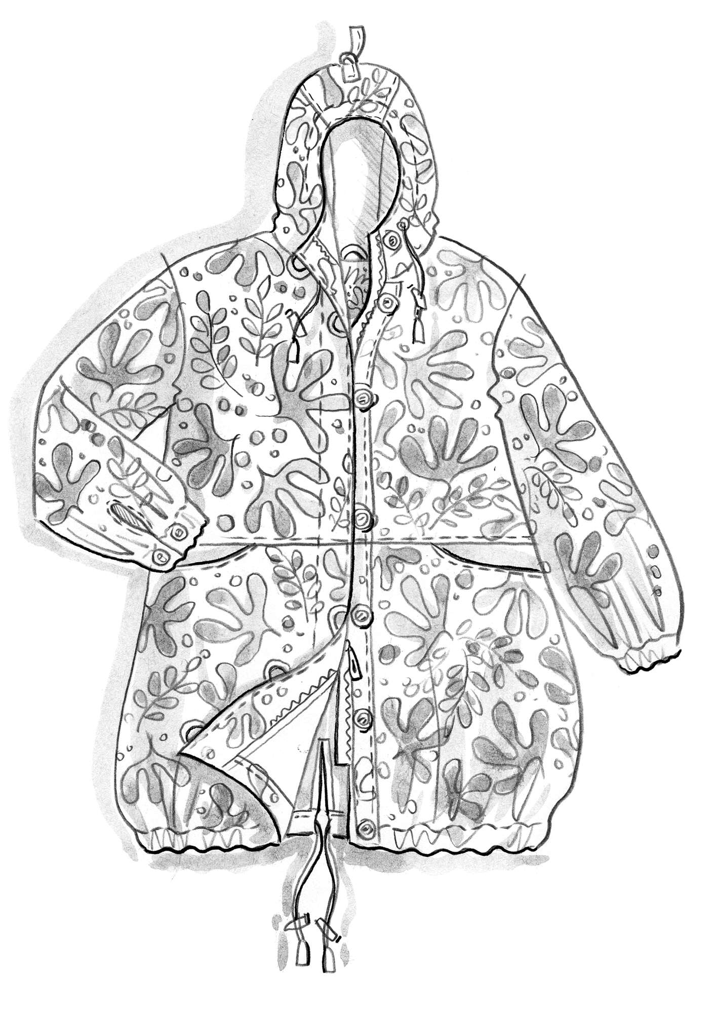 “Multi” parka in eco-cotton blackberry/patterned thumbnail