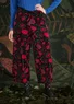 Velours broek "Orsa" van biologisch katoen/gerecycled polyester (zwart/dessin XL)