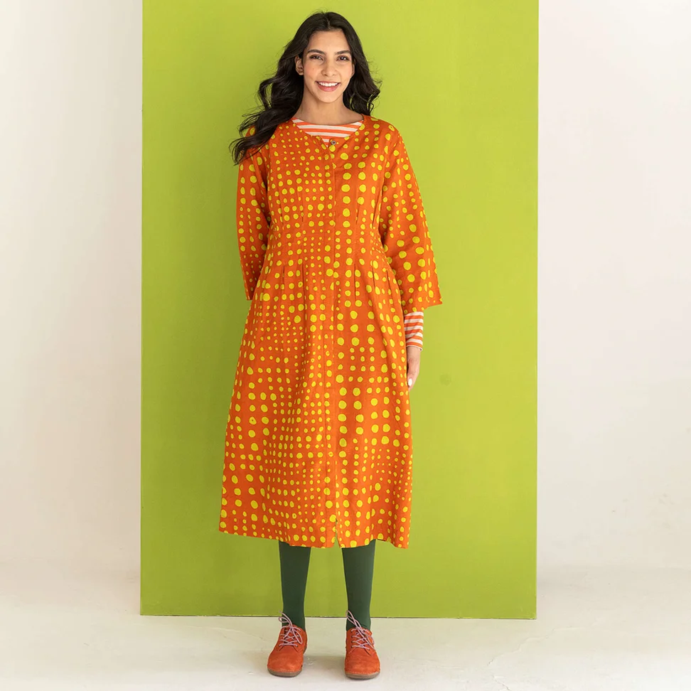 “Mary” woven organic cotton/linen dress - burnt orange