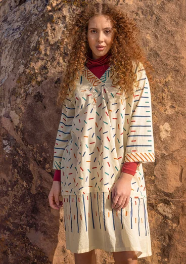 Geweven jurk "Sky" van biologisch katoen - amandelmelk