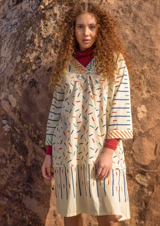 “Sky” woven organic cotton dress - almond milk