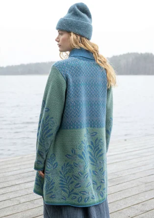 Langstrickjacke „Nova Scotia“ aus Lammwolle - indigofera/gemustert