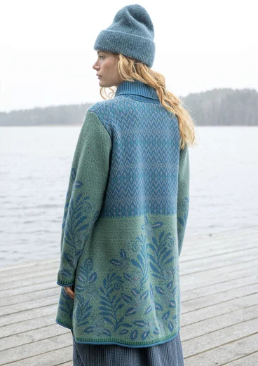 Langstrickjacke „Nova Scotia“ aus Lammwolle - indigofera/gemustert