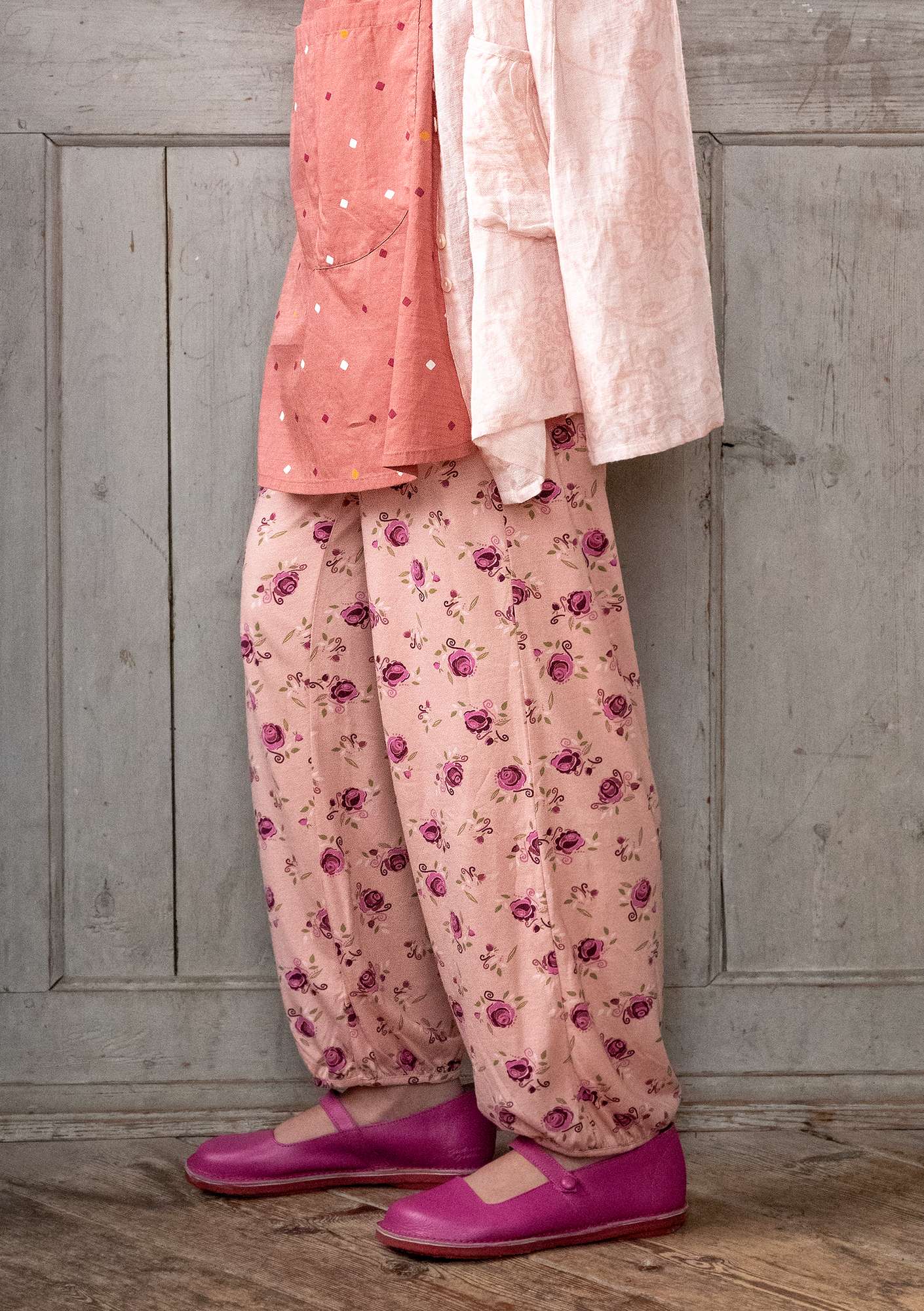 Pantalon  Sofia  en jersey de coton biologique/modal rose estompé