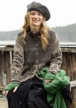Langstrickjacke „Nova Scotia“ aus Lammwolle - cassis-gemustert