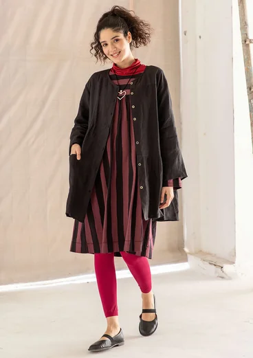 Tricot jurk "Madalena" van biologisch katoen/modal - aubergine/zwart
