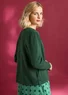 Strikkejakke i økologisk / resirkulert bomull (mørk grønn XS)