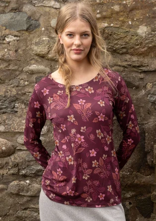 Geblümtes Shirt „Idun“ aus Lyocell/Elasthan - aubergine