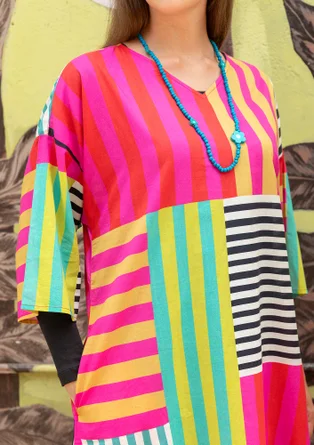 Robe tissée "Cherai" en coton biologique - fraise des bois