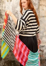 Vevd skjerf «Cherai» i økologisk bomull - markjordbær